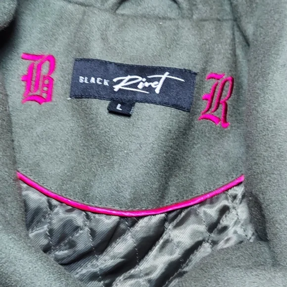 Black Rivet Wool Blend Aviator Style Jacket - Picture 8 of 10